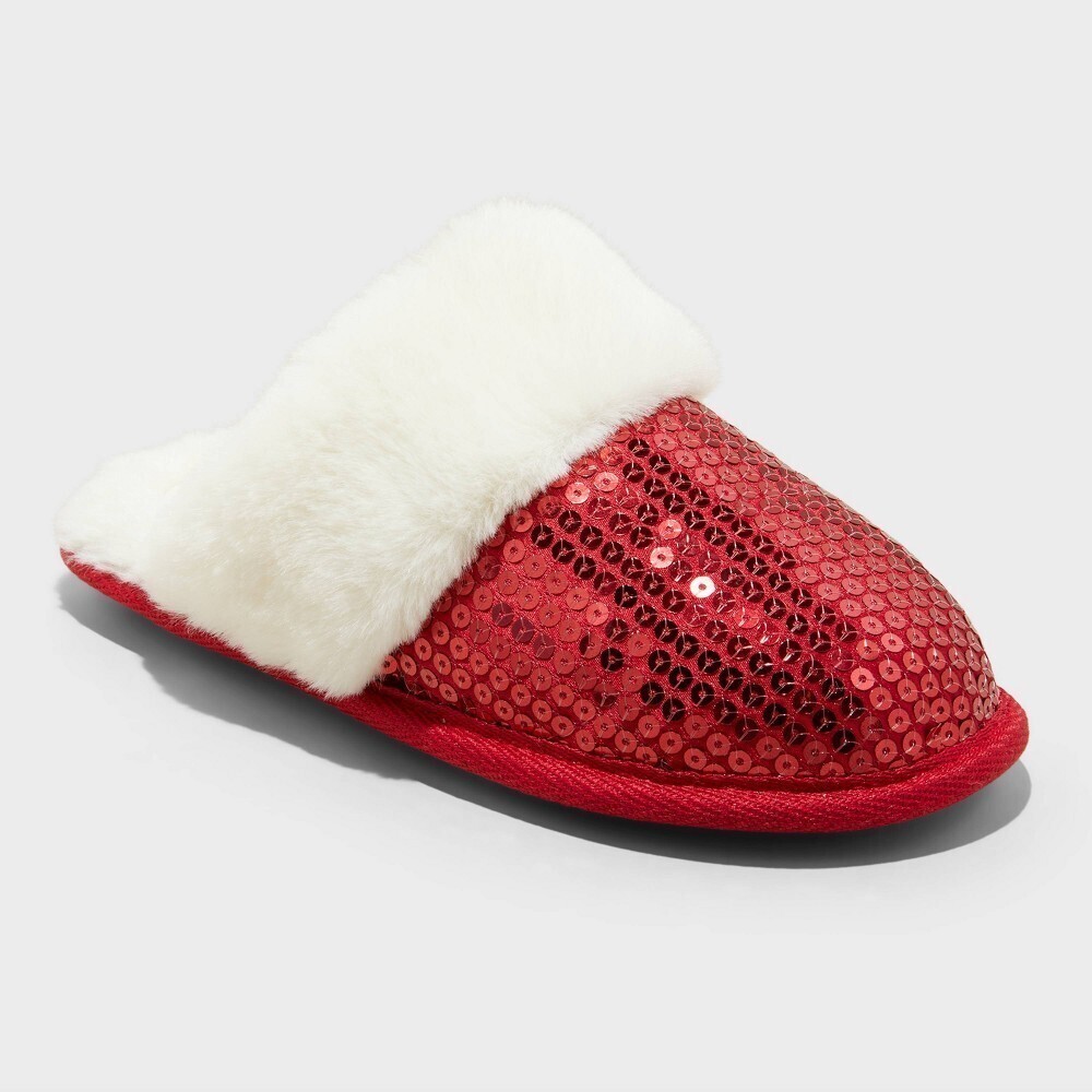 Kids' Lane Sequin Scuff Slippers - Cat & Jack™ Red 4-5